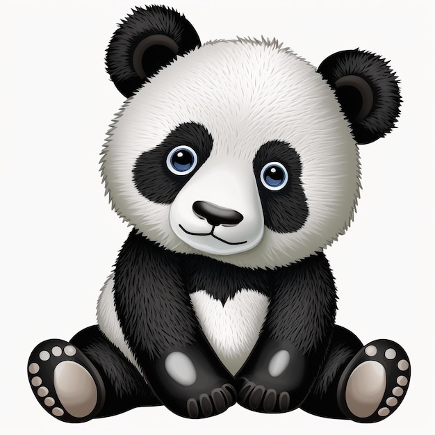 A cartoon panda bear with a heart on its chest.