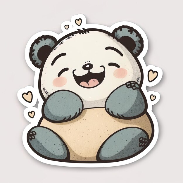 a cartoon of a panda bear with hearts and a heart that says hello kitty.