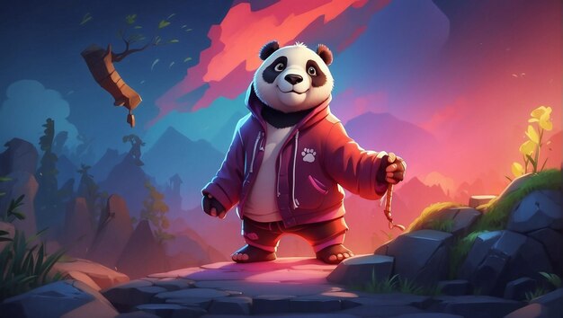 Cartoon Panda met een capuchon