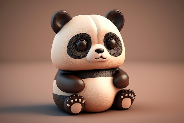 A cartoon panda sits on a brown background.