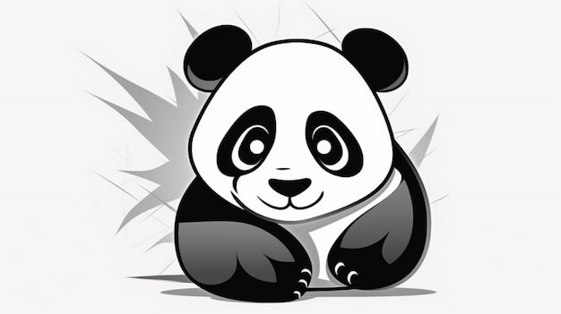 A cartoon panda with a black and white face.