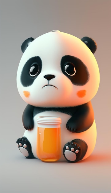 A cartoon of a panda with a glass of beer