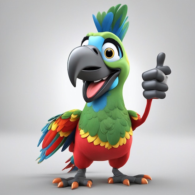 Cartoon parrot giving thumb up generated by AI