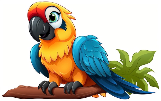 Cartoon Parrot on Isolated Background Generative AI