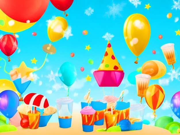 cartoon party background with balloons photo downloade