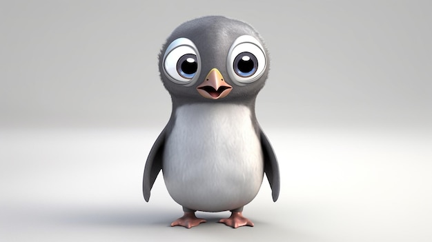 A cartoon penguin with a big blue eye and a big blue eye.