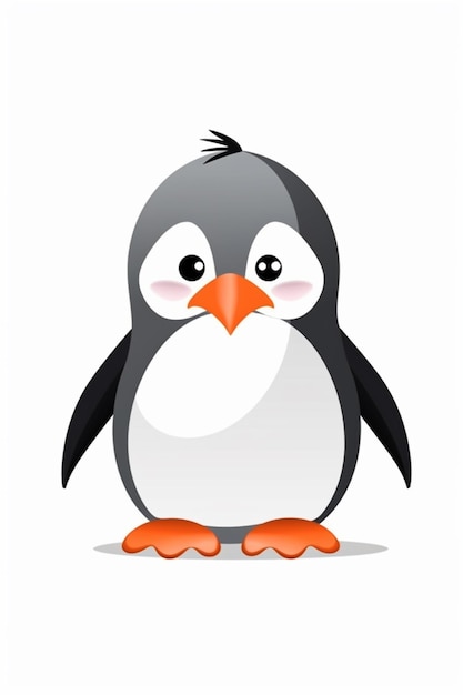 黒と白の顔とオレンジ色の足を持つ漫画のペンギンの生成 AI