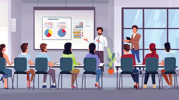a cartoon of people in a classroom with a chart that says  graph