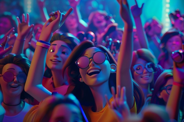 Cartoon people at a concert