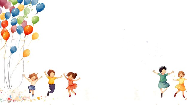 Foto un cartone animato di persone che giocano con una palla blu e gialla