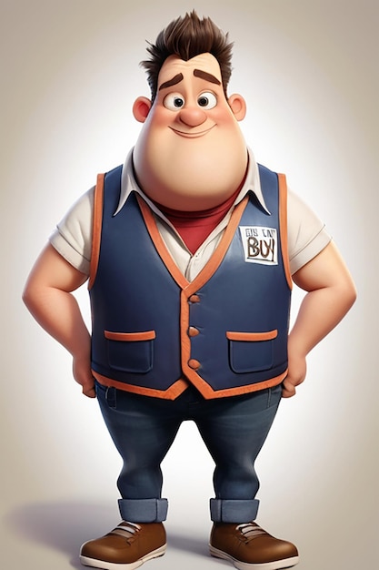 Cartoon personage in vest met Im a Big Boy Text