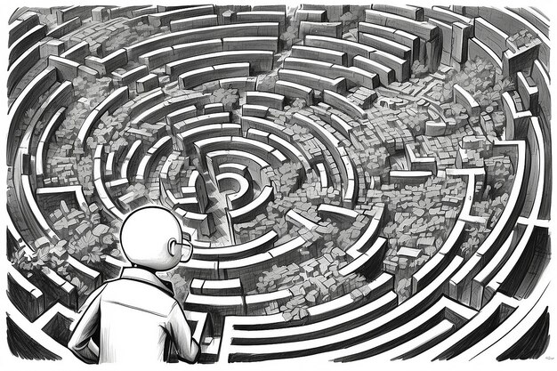 Foto cartoon personage met de titel mental maze