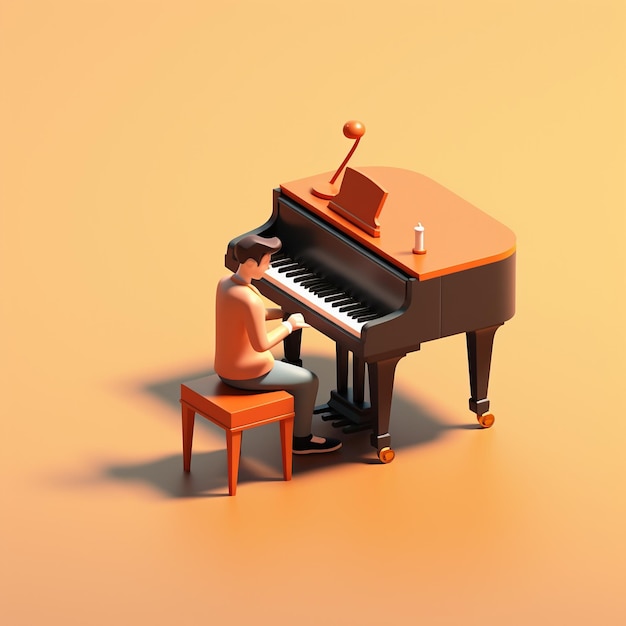 Premium AI Image  Cartoon piano 3D