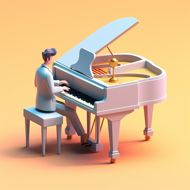 Premium AI Image | Cartoon piano 3D