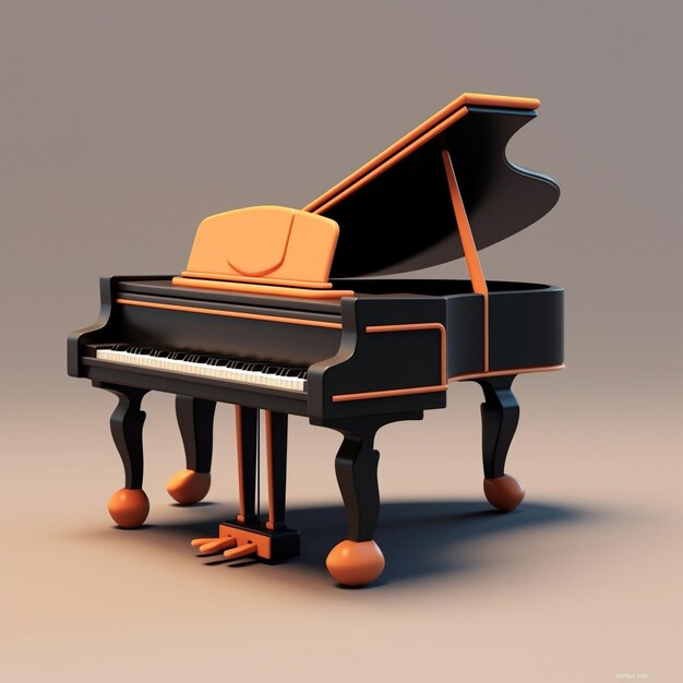 Photo cartoon piano 3d