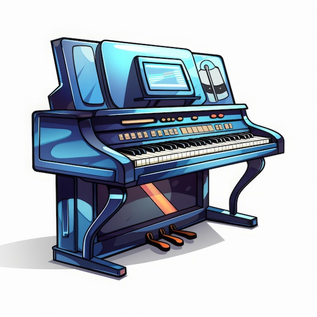 cartoon piano on white background