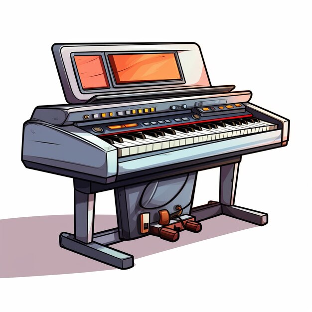 Photo cartoon piano on white background