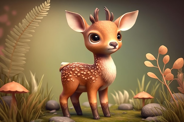 A cartoon picture of a baby deer