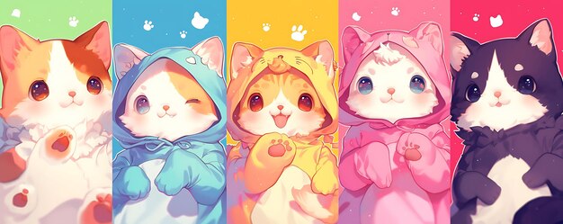 Photo a cartoon picture of a cat and a cat with a hoodie on