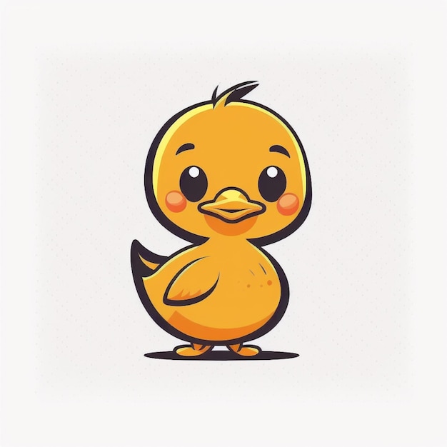 A cartoon picture of a yellow duck with the number 8 on it.