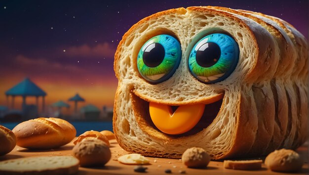 cartoon piece of bread