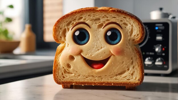 Photo cartoon piece of bread