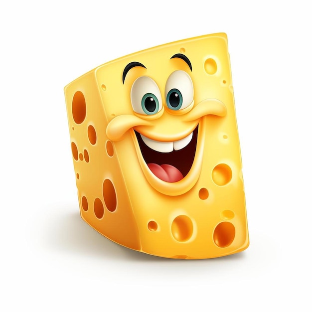 Photo a cartoon piece of cheese with a happy face