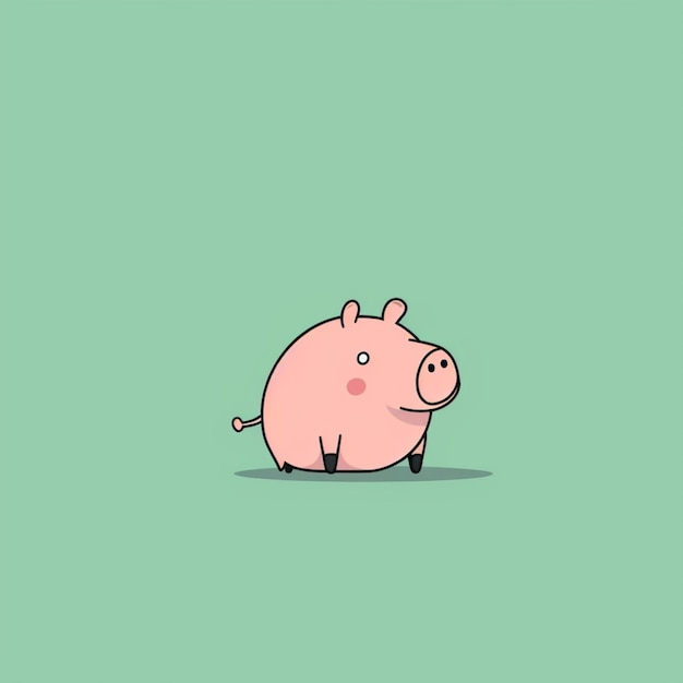 Photo a cartoon pig sitting on the ground with its head turned generative ai