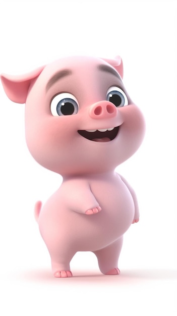 Cartoon pig standing up with his arms crossed and eyes wide open generative ai