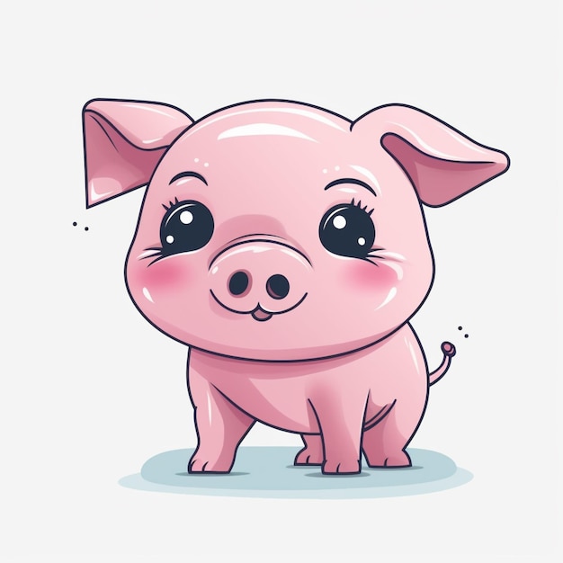 Cartoon pig with big eyes and a pink nose generative ai