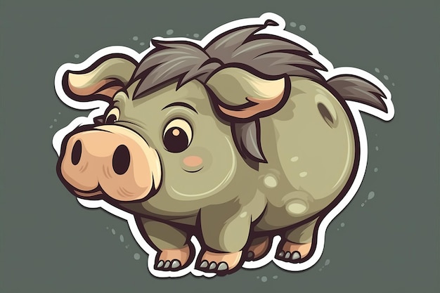 Photo a cartoon pig with a green background and the word pig on it.