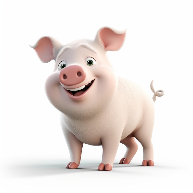 Cartoon Pig With Smiling Eyes Photorealistic Rendering In 8k Resolution