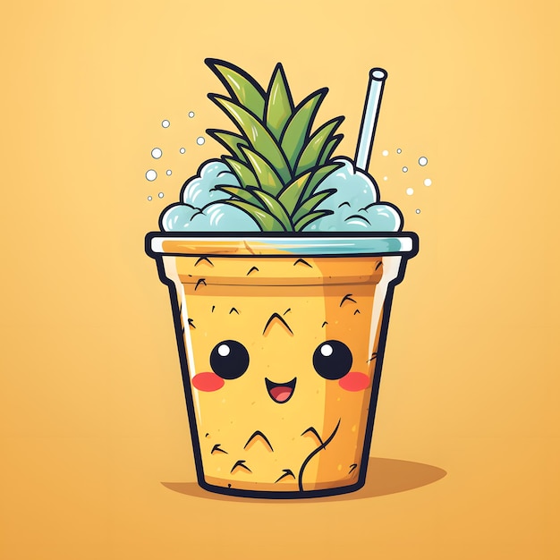 a cartoon of a pineapple drink