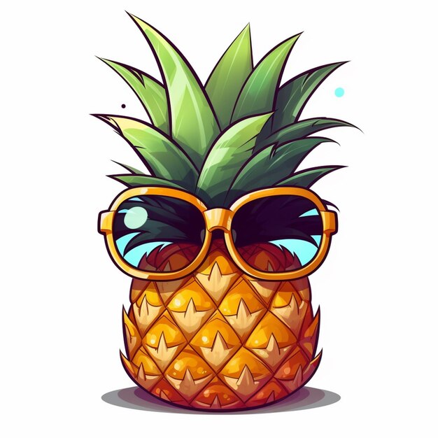 Cartoon pineapple wearing sunglasses and a pair of sunglasses generative ai