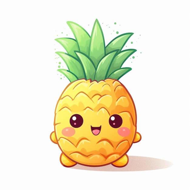 Cartoon pineapple with a face and eyes generative ai