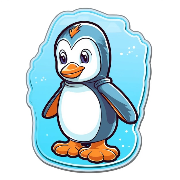 cartoon pinguïn met sjaal op blauwe achtergrond generatieve ai