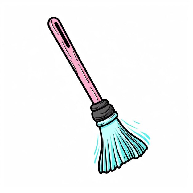 Photo a cartoon of a pink and blue broom with a long handle generative ai