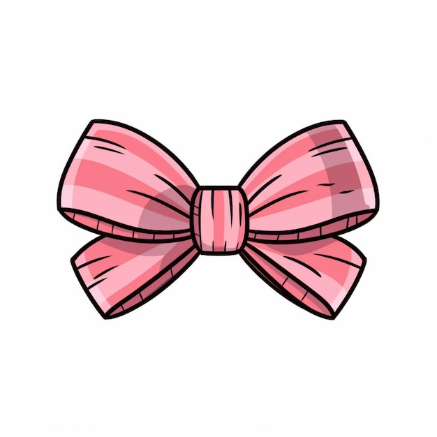 Cartoon pink bow tie with a striped ribbon on a white background generative ai
