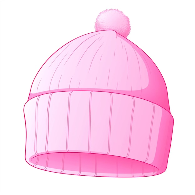 a cartoon of a pink hat with a pom pom on top generative ai