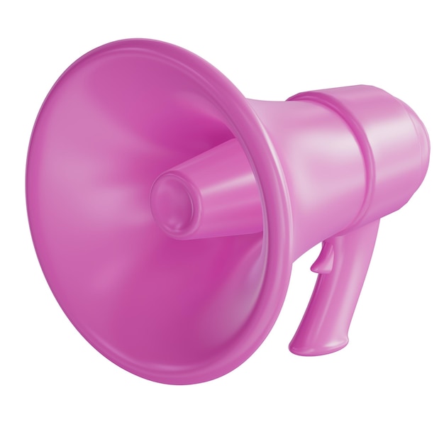 Cartoon pink loudspeaker 3D realistic icon Marketing time concept