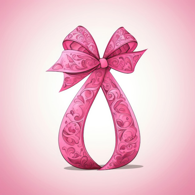 A cartoon of a pink ribbon for cancer