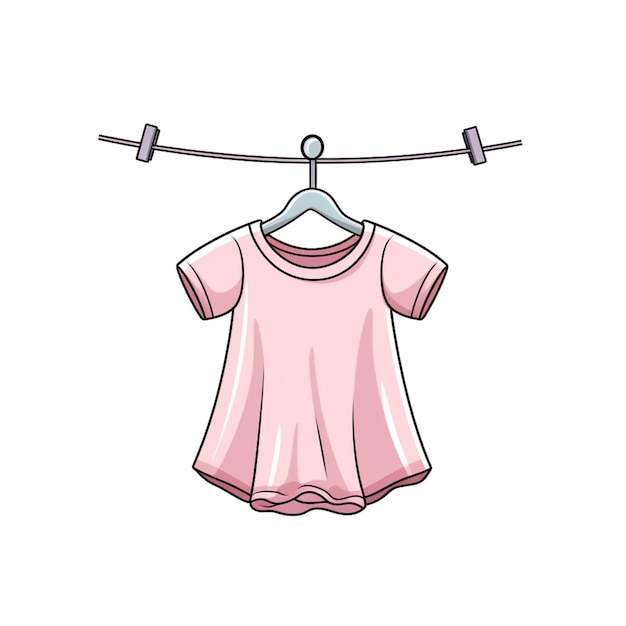 a cartoon pink shirt hanging on a clothes line with a clothes hanger generative ai