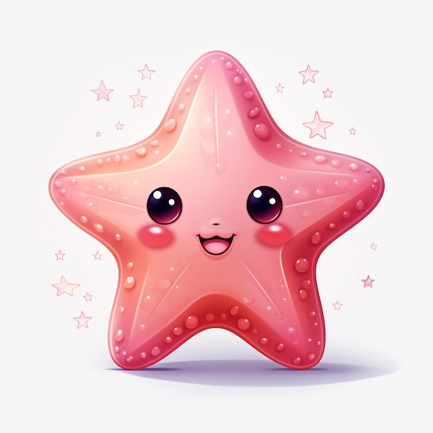 a cartoon of a pink starfish