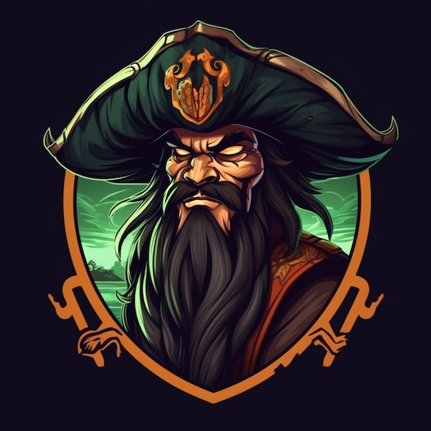 Cartoon pirate logo for a gaming brand