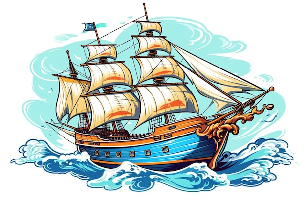 波生成AIで海を航行する漫画の海賊船