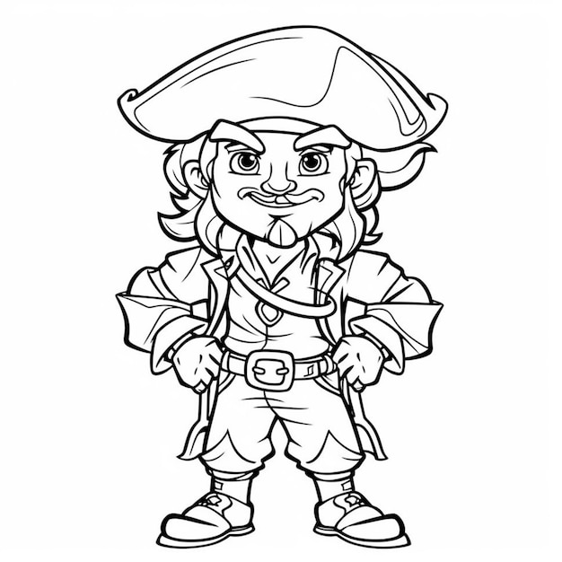 a cartoon pirate with a hat and a sword generative ai