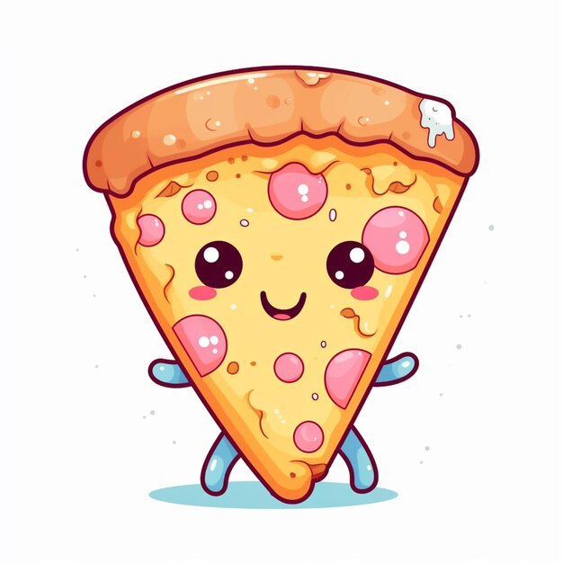 cartoon pizza slice with eyes and arms generative ai