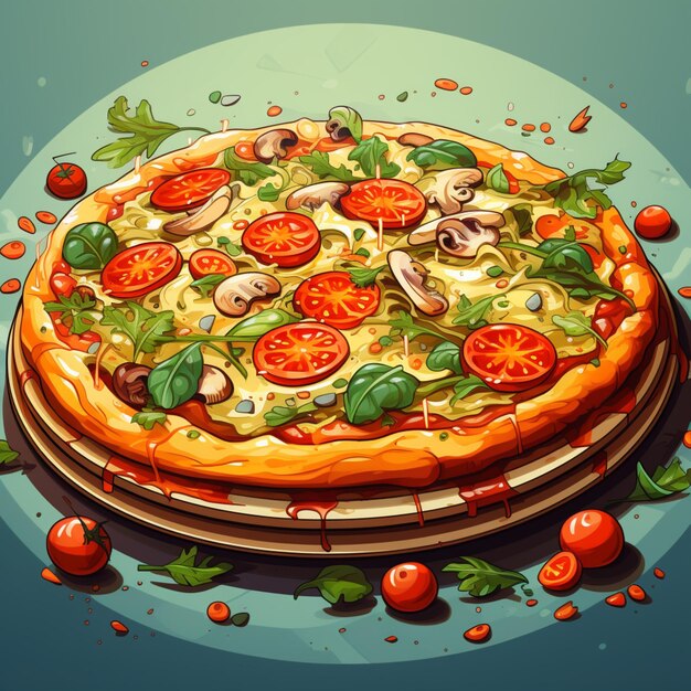 Cartoon pizza stylized fast food stock photos ai generated art