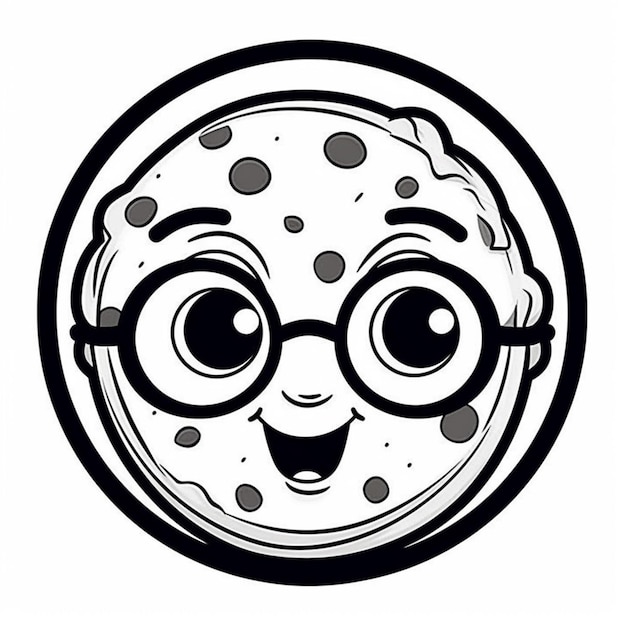 a cartoon pizza with glasses and a smiley face generative ai