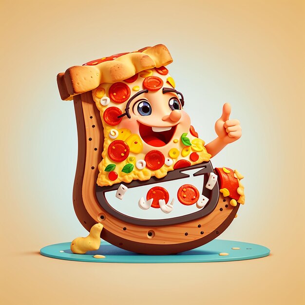 a cartoon of a pizza with a pizza on it